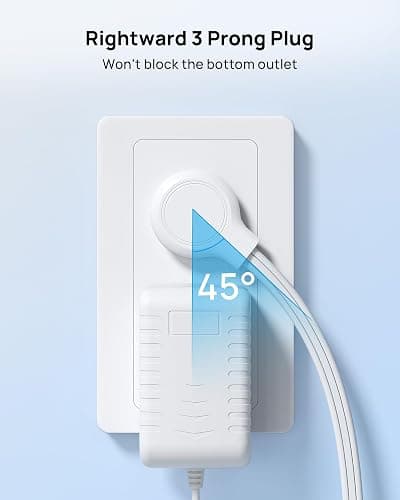 TROND Rightward Flat Plug Extension Cord 6ft for Small Tight Spaces, White | Low Profile 3 Sided Power Cube Fit Large Plug, 16 AWG, 13 A for Indoor Home Office Kitchen Behind Bed Furniture, ETL Listed thumbnail 9