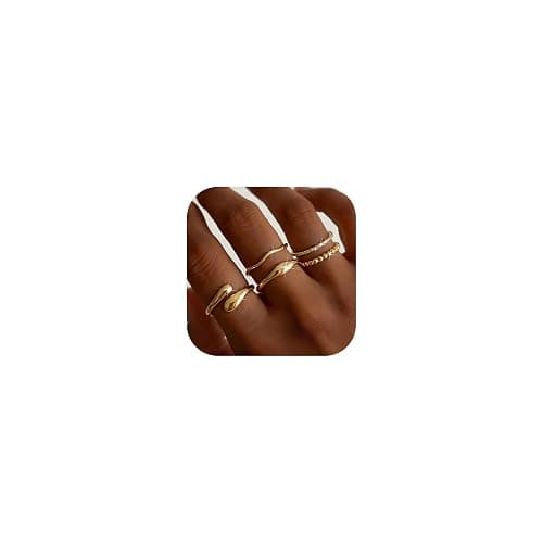 THUNARAZ 14K Gold Plated Rings for Women Non Tarnish Stackable Chunky Rings Cubic Zirconia Thumb Ring Set Dainty Trendy Statement Promise Wedding Bands Engagement Ring for Women Size 6-10 - Image 1