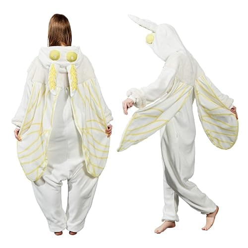 AMAMHAHAVA Mothman Onesie Pajamas for Adult, Silk Moth Halloween and Christmas Costume Cartoon One-Piece Cosplay thumbnail 4