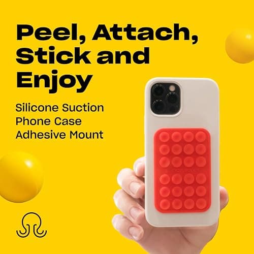 OCTOBUDDY Classic - Silicone Suction Phone Case Adhesive Mount - Hands-Free, Strong Grip Holder for Selfies & Videos - iPhone & Android Compatible - 2.25″ x 3.25″, Marigold thumbnail 2