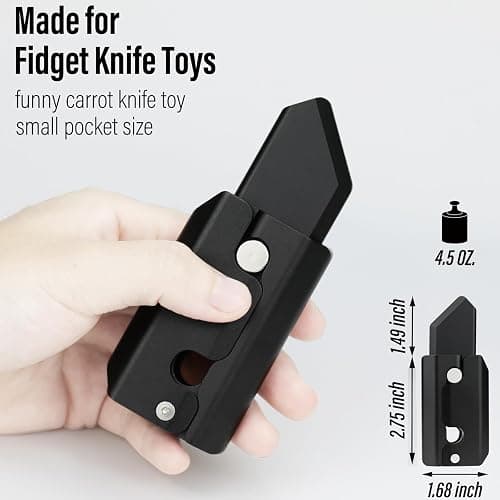 FREELOVE Fidget Knife Toys for Adults, Metal Heavy Sturdy Finger Slider, Gravity Slide Figette Block, Inertia Flipping Pocket EDC for Men Teens Anxiety Fun Cool, Black thumbnail 2
