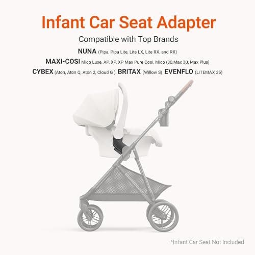 MAMAZING Air Lux Baby Stroller with Bassinet from Newborn to 50 lbs, Strength Carbon Fiber Frame Only 15.8lbs, Bassinet Stroller Included Reversible Seat, Car Seat Adapter & Large Storage Basket thumbnail 5