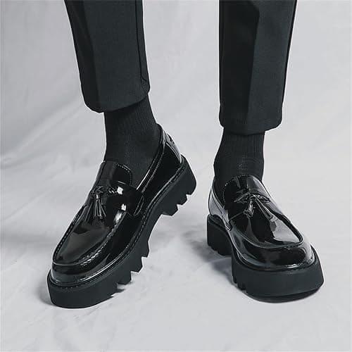 didopery Men's Patent Leather Slip-On Tassel Dress Platform Loafers Casual Non-Slip Penny Formal Shoes Business Party Wedding Prom Moccasins Boat Shoes thumbnail 7