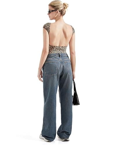 SUUKSESS Women Backless Sexy Going Out Tops Double Lined Open Back Y2k Basic Tee Shirts thumbnail 5