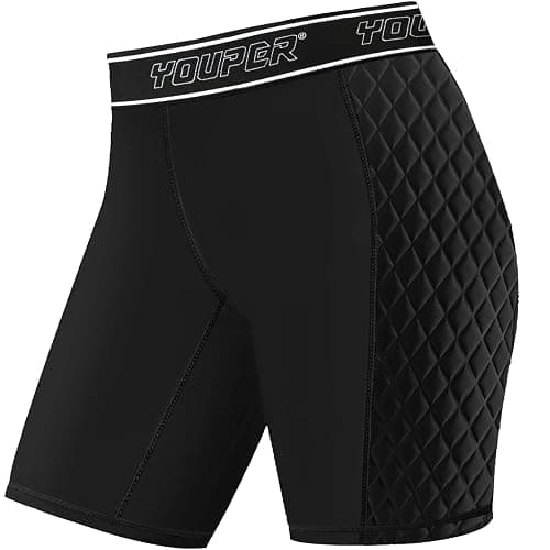 Youper Women's Classic Softball Sliding Shorts, Compression Padded Slider Shorts - Image 1