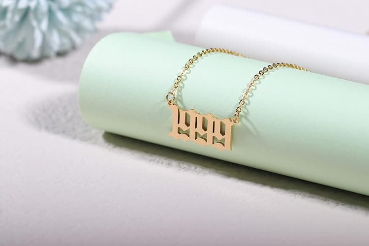 Aimber Birth Year Necklace 18K Gold Plated Birth Year Number Pendant Necklace Stainless Steel Birthday Year Necklace for Women,1970-2024 thumbnail 3
