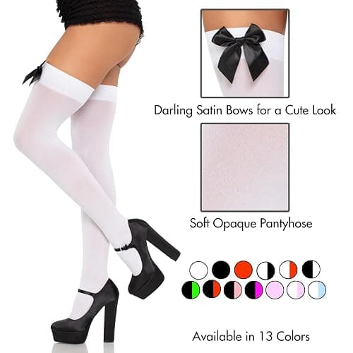 Leg Avenue womens Satin Bow Accent Thigh Highs thumbnail 6