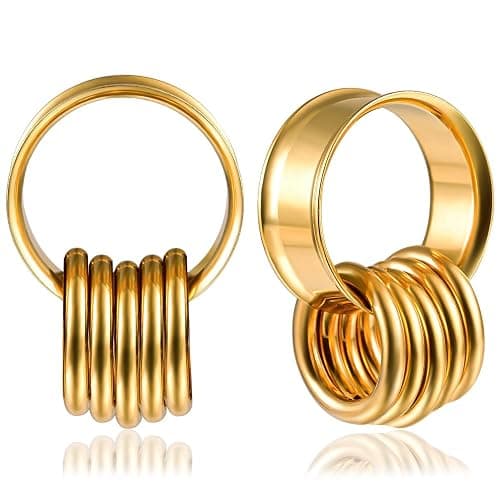 Atomhole 2PCS Ear Tunnels Plugs Gauges with 10PCS Nose Rings 316 Stainless Steel Hypoallergenic Earrings Expanders for Stretched Piercing Body Jewelry - Image 1