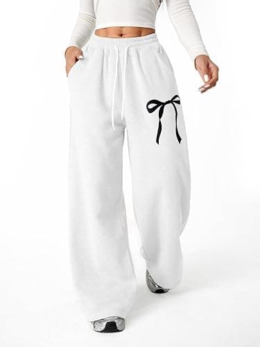 QJQ Girls Wide Leg Elastic Sweatpants High Waisted Baggy Pants Casual Streetwear Teen Girl Clothes Trendy Trousers thumbnail 3