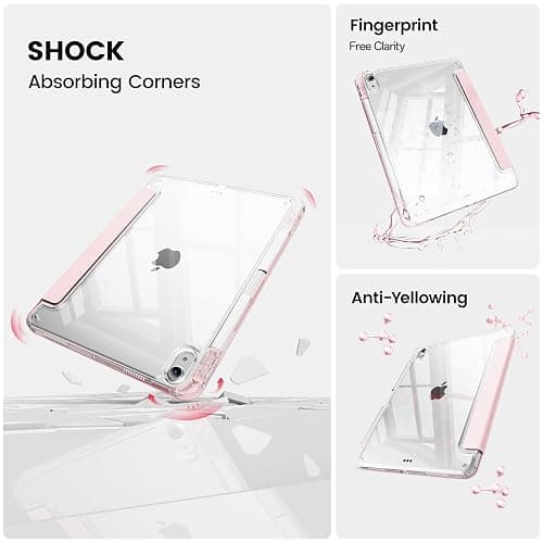 GKABXY Clear Case for iPad mini 7 A17 Pro 8.3 Inch, iPad mini 7th/6th Generation Case (2024/2021),Slim Shockproof Transparent Back,Y-Shaped Mutil Angles Folding,Supports Pencil Pro&USB-C (Pink) thumbnail 3