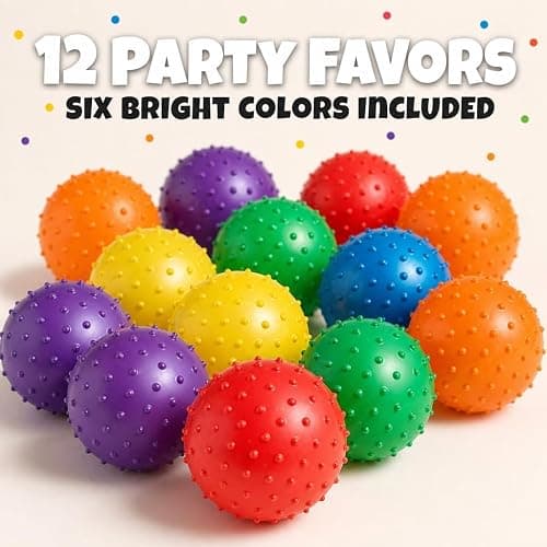 Bedwina Mini Knobby Balls - Bulk 5 Inch Sensory Balls and Spiky Massage Stress Balls with Pump, Fun Bouncy Ball Party Favors thumbnail 4
