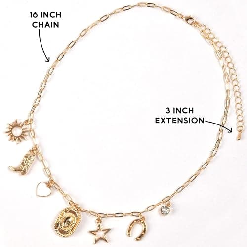 Humble Chic NY Gold Charm Necklace for Women - Paperclip Chain Necklace with Trendy Charms, Chunky Statement Necklace thumbnail 4