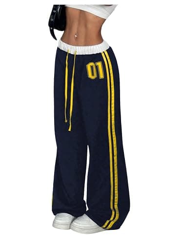 SOLY HUX Women's Baggy Sweatpants Wide Leg Ed Hardy Sweatpant Y2k Drawstring Pants Streetwear - Image 1