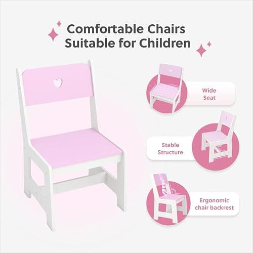 Frogprin Kids Vanity with Lights and Chair, Princess Makeup Vanity Desk with Mirror Bookshelf Storage Cabinet,3 in 1 Toddler Vanity Table Makeup Dressing Table, Pretend Play Vanity Set for Little Girl thumbnail 8
