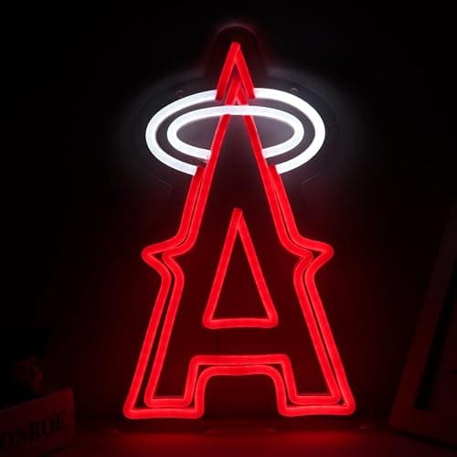 Balanar Baseball Neon Signs for Garage or Man Cave Decor, Men's Gifts With Los Angels Team Logo, Red Baseball Neon for Parties, Bars,Dorms, Office Wall Art and Game Room Decor - Image 1