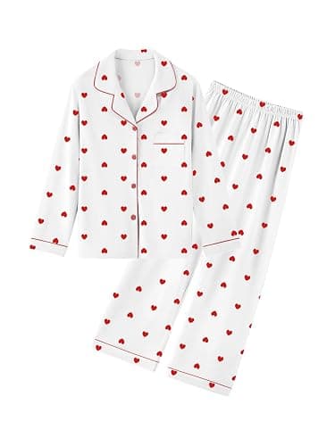 QZH.DUAO Girl & Women's 100% Cotton Pajamas Set Long Sleeve Button Down Sleepwear Nightwear Soft Pjs Sets, 5 Years - L - Image 1