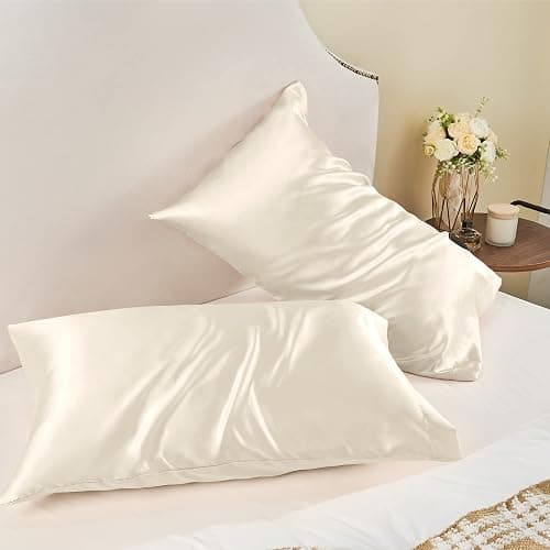 BEDELITE Satin Pillowcase for Hair and Skin, Super Soft and Cooling Similar to Silk Pillow Cases 2 Pack with Envelope Closure, Gift for Women Men(20"x26" Standard Size, Beige) thumbnail 9