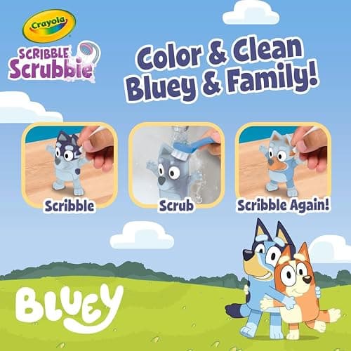 Crayola Scribble Scrubbies Deluxe Bluey Playset (3ct), Toddler Arts & Crafts Kit, Washable Stickers, Bluey Toys, Coloring Gift for Kids, Ages 3+ thumbnail 6