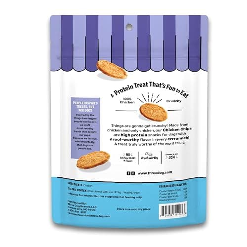 Three Dog Bakery Bark’N Crunch! Chicken Chips, Crunchy Treats for Dogs, Single Ingredient, High Protein Snacks, No Artificial Flavors or Colors, Made in The USA, 4oz. thumbnail 2
