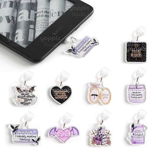 YOPPIX 9PCS Charms for E-Reader, About Fantasy Dragon Theme Dust Plug Charm Compatible with Type C Charging Port, Gift for Book Lover Readers Men Women Teachers Students, Accessories for E-Reader - Fantasy