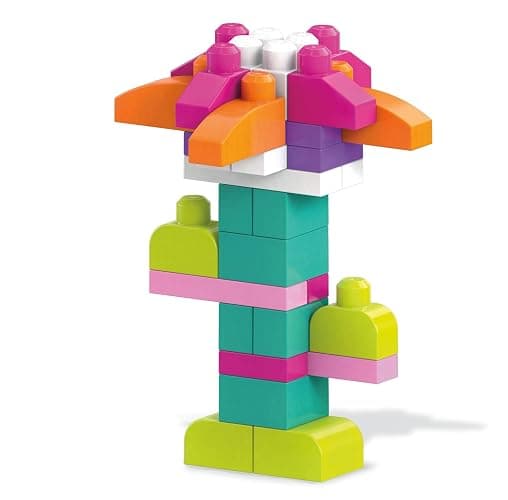 MEGA BLOKS First Builders Toddler Blocks Toys Set, Big Building Bag Collection with 80 Pieces and Storage, Pink, Ages 1+ Years thumbnail 4