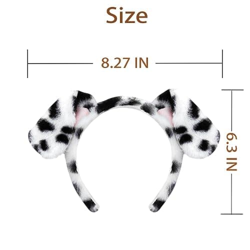 Beviliu Dalmatian Dog Ears Headband - Realistic Puppy Hairband Fluffy Adult Dogs Costume for Halloween Party Cosplay Washing Makeup thumbnail 7