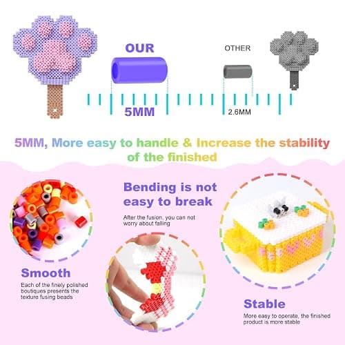 Meland Fuse Beads Kit - 11,000 pcs 36 Color Beads for Craft for Girls Age 5-12 Year Old,5MM Melty Beads Set Including 5 Pegboards, Ironing Paper & Chain Accessories Iron Beads Christmas Birthday Gift thumbnail 2