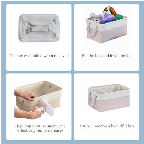 Mangata Small Storage Box, Thickened Fabric Storage Basket with Handles for Shelves Toy (S, 1 Pack) thumbnail 6