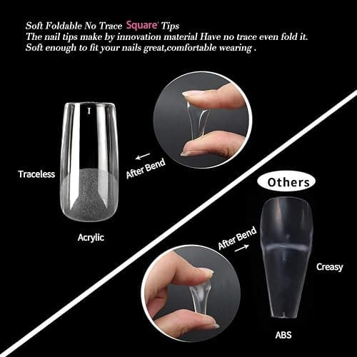 UNA GELLA Square Fake Nails 504pcs Square Gel Nail Tips Clear Press on Nails Pre-shape for Full Cover Square Nails French False Nails For Nail Extension Nail Art Home DIY 12 Sizes False Gelly Tips thumbnail 4