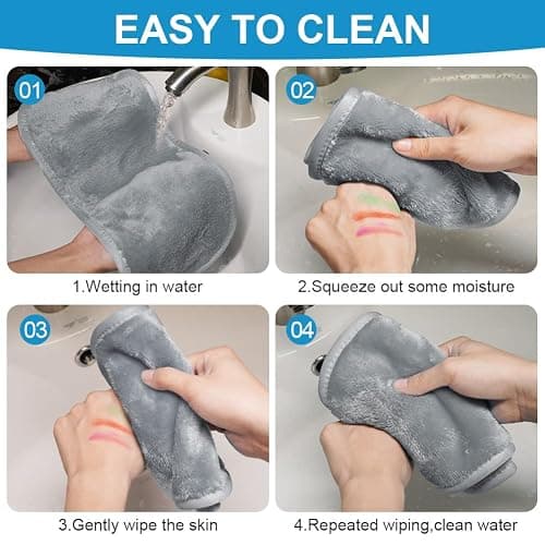 URAQT Reusable Microfibre Makeup Remover Face Cloths,5 Pack,Grey | Microfibre fabric, reusable and machine washable. Gentle on skin, efficiently dissolve cosmetics for daily facial cleansing thumbnail 5