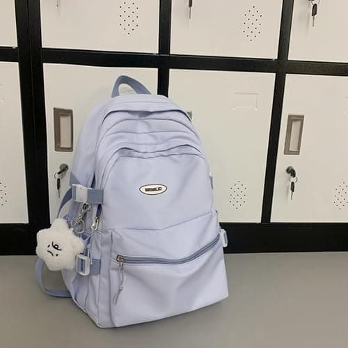 VTTDB Kawaii Backpack with Cute Accessories Casual Aesthetic Daypack Simple Laptop Bag Waterproof Travel Rucksack for Women (blue) thumbnail 7