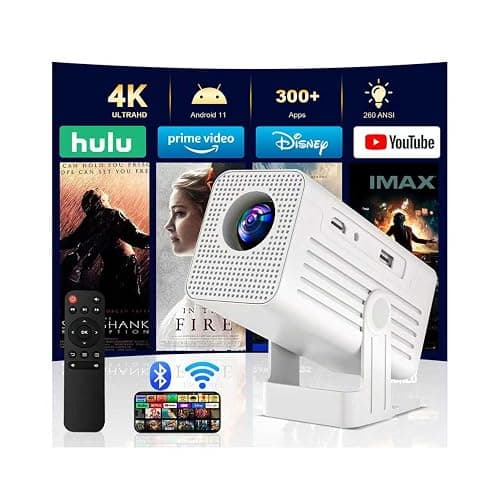 [Smart Projector with Apps] 4K Supported Mini Projector with Wifi and Bluetooth, XENPONAD Movie Projector for Bedroom Celling Camping & Outdoor Use, Portable Projector with Speaker, Auto Keystone - Image 1