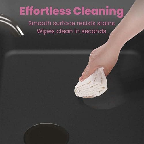 30 Inch Matte Black Vanity Sink – Solid Surface Bathroom Vanity Top with Integrated Sink, Easy-to-Clean Non-Porous Finish for Powder Room or Guest Bath thumbnail 8
