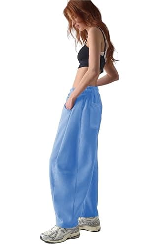 Waitfairy Barrel Sweatpants Women Baggy - 29" Inseam Drawstring Curved Wide Leg Sweatpants Women Lounge Gym Sweats Joggers thumbnail 6