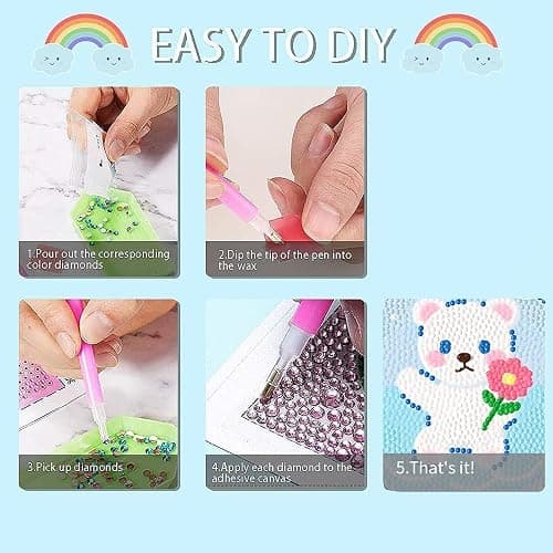 PERFECTSIGHT Cute 5D Diamond Art Kits, Kawaii DIY Painting Art for Adults Teen, 4 Pack Diamond Arts and Crafts Sets, Big Gem Full Drill Diamond Dots for Women (SLO) thumbnail 5