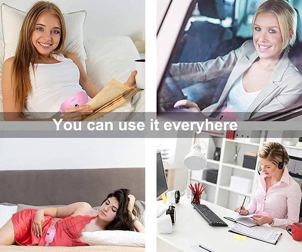 Portable Cordless Heating Pad, Electric Waist Belt Device, Fast Heating Pad with 3 Heat Levels and 3 Massage Modes, Back or Belly Heating Pad, Gifts for Her, Women and Girl - Pink thumbnail 7