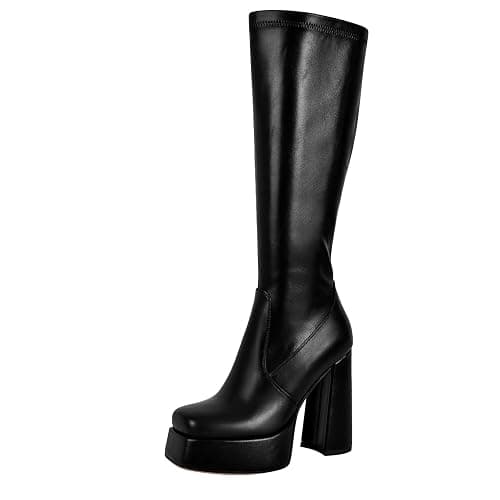 MissHeel Bottes à plateforme - Talon bloc - Talons hauts - Bout carré - Noir thumbnail 3