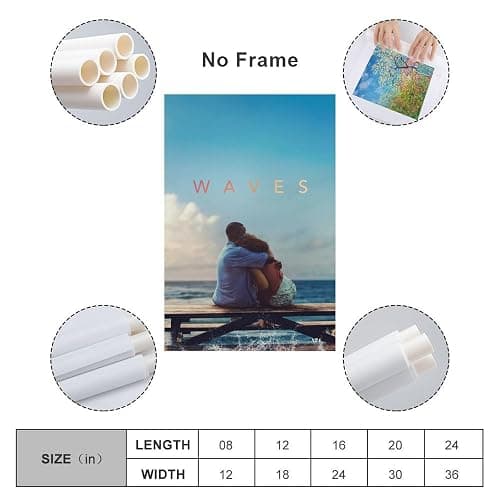 Waves 2019 Drama Romance Movie Poster Canvas Wall Art Decor Canvas Art Poster And Wall Art Picture Print Modern Family Bedroom Decor Posters 24x36inch(60x90cm) thumbnail 2