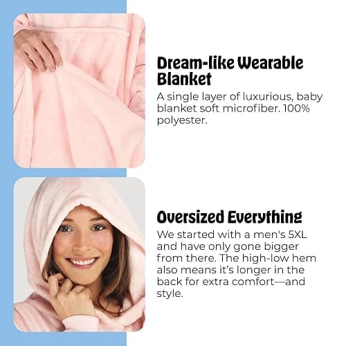 THE COMFY Dream | Lightweight Microfiber Fleece Wearable Blanket, Oversized Design Hood & Pocket from Shark Tank, Cozy Gifts thumbnail 4