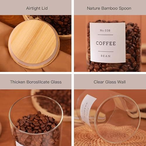 6-Pack Borosilicate Glass Storage Jars with Bamboo Lids + 132 Pre-Printed Pantry Labels Included, BPA-Free Thicken Airtight Containers for Flour, Sugar, Rice, Microwave & Freezer Safe(100OZ/54OZ/27OZ) thumbnail 5