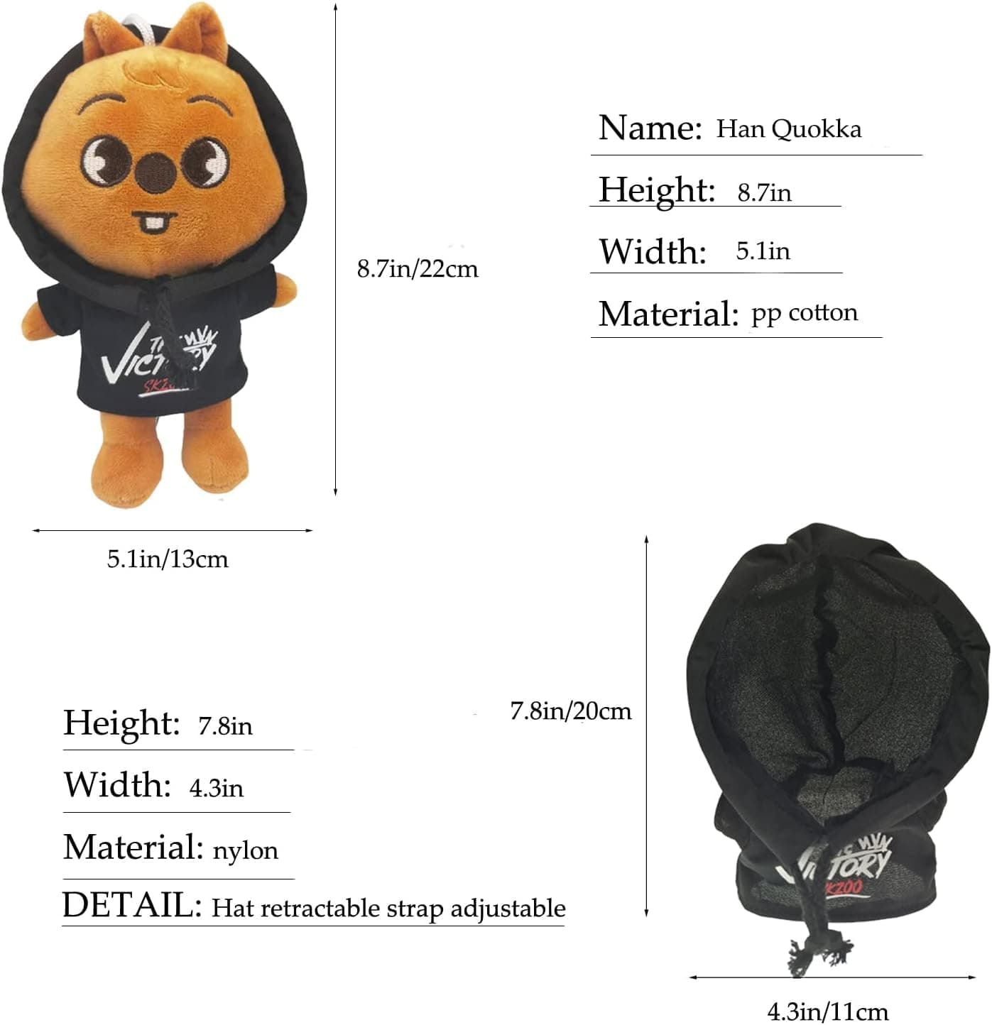 Cute Stray Kids Plush,9.8In Kawaii Skzoo Plush Toys,Creative Soft Stuffed Cartoon Plush Toy Gift Toys for Kids Fans (Han Quokka) - Han Quokka thumbnail 2