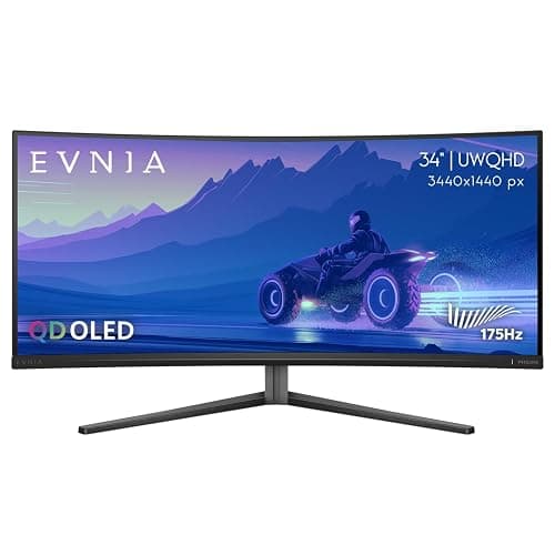 Philips Evnia 34M2C6500 QD OLED Curved Gaming Monitor, WQHD 3440 x 1440, 175Hz, Height Adjustable, 4-Year Advance Replacement, Gaming Console Compatible - Image 1