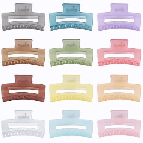Sisiaipu 3.5 Inch Square and Rectangular Hair Clips - 12 Pcs Claw Clips for Thick and Thin Hair, Rectangle Jaw Clips in Bulk, Hair Accessories for Women and Girls - Ice Cream thumbnail 2