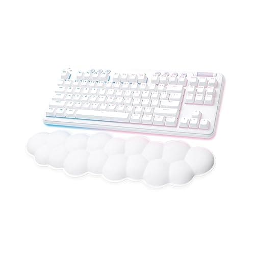 Logitech G715 Wireless Mechanical Gaming Keyboard with LIGHTSYNC RGB Lighting, Lightspeed, Tactile Switches (GX Brown), and Keyboard Palm Rest, PC and Mac Compatible, White Mist (Renewed) - Image 1