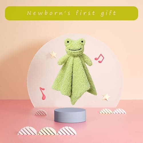 Doindute Baby Green Frog Soft Stuffed Animal Security Blanket, Plush Frog Character Lovey Blanket, Baby Shower/Nursery Gift, Newborn Infant Toddler Snuggle Blankie for Boys Girls, 14 Inches thumbnail 4