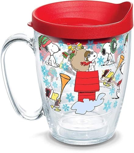 Tervis Peanuts Christmas Collage Made in USA Double Walled Insulated Tumbler Travel Cup Keeps Drinks Cold & Hot, 16oz Mug, Classic - Image 1