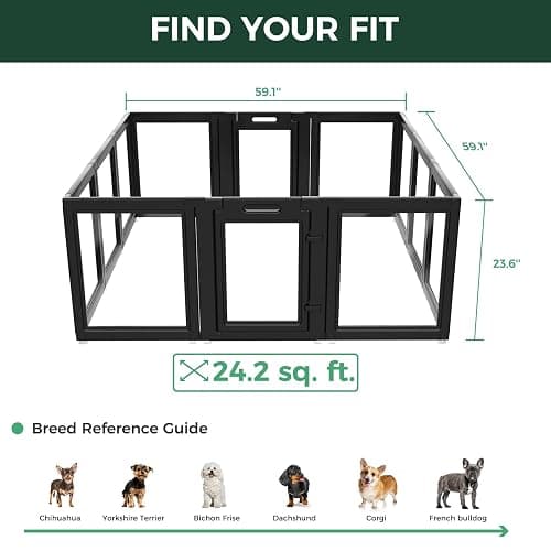 FXW AuraSpace Acrylic Indoor Dog Playpen for Puppies and Small Dogs, 24 Inch, 12 Panels, Black thumbnail 6