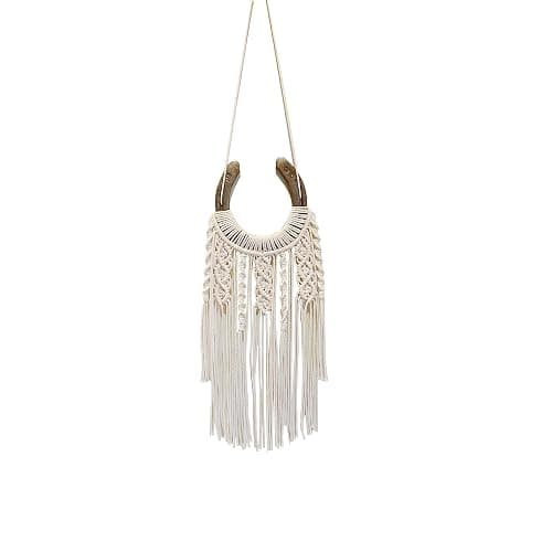 Dielianyi Equestrian Macrame Wall Hanging Equestrian wall art Handmade macrame decor Equestrian-inspired wall hanging horse lover decor (White) - Image 1