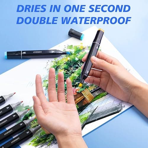 ATOPSHINY Alcohol Markers 262 Colors Drawing Pens Set Dual Tip Permanent Art Markers for Kids and Adult Gifts -262 Black shell Refillable thumbnail 6