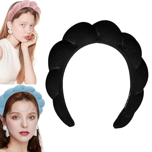 WFWJ Women's Spa Headband, Headband for Washing Face, Makeup Removal, Shower, Skincare (Black, 1 Count) thumbnail 3